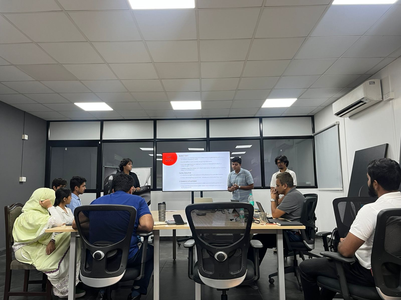Shardul presenting research findings in a working session