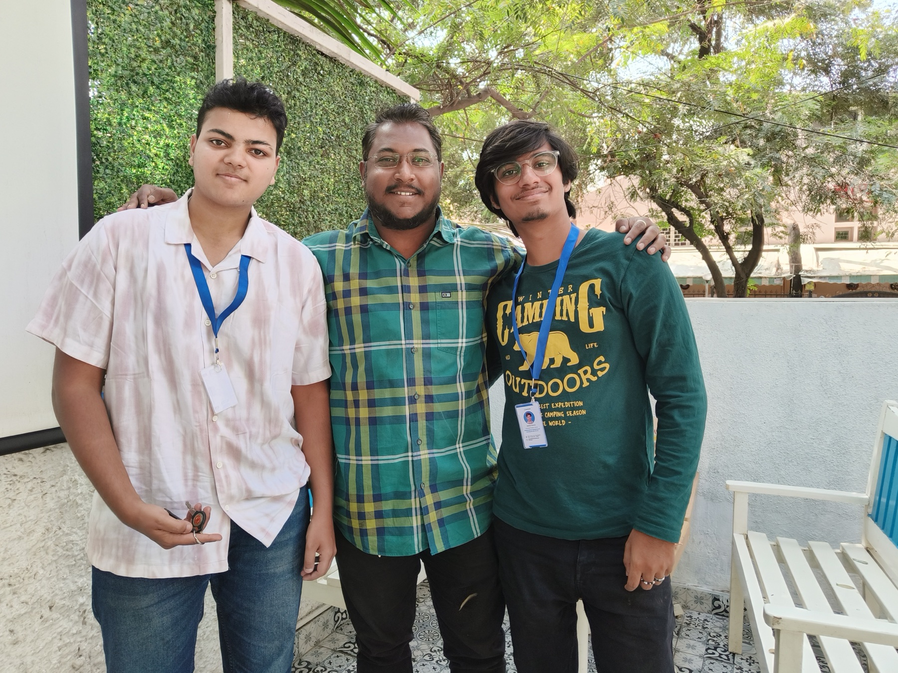 Meeting a local partner during the History Lit Fest distribution campaign