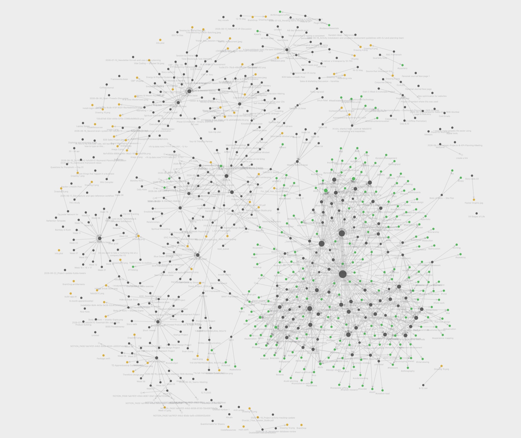 Graph view of Shardul's interconnected second brain